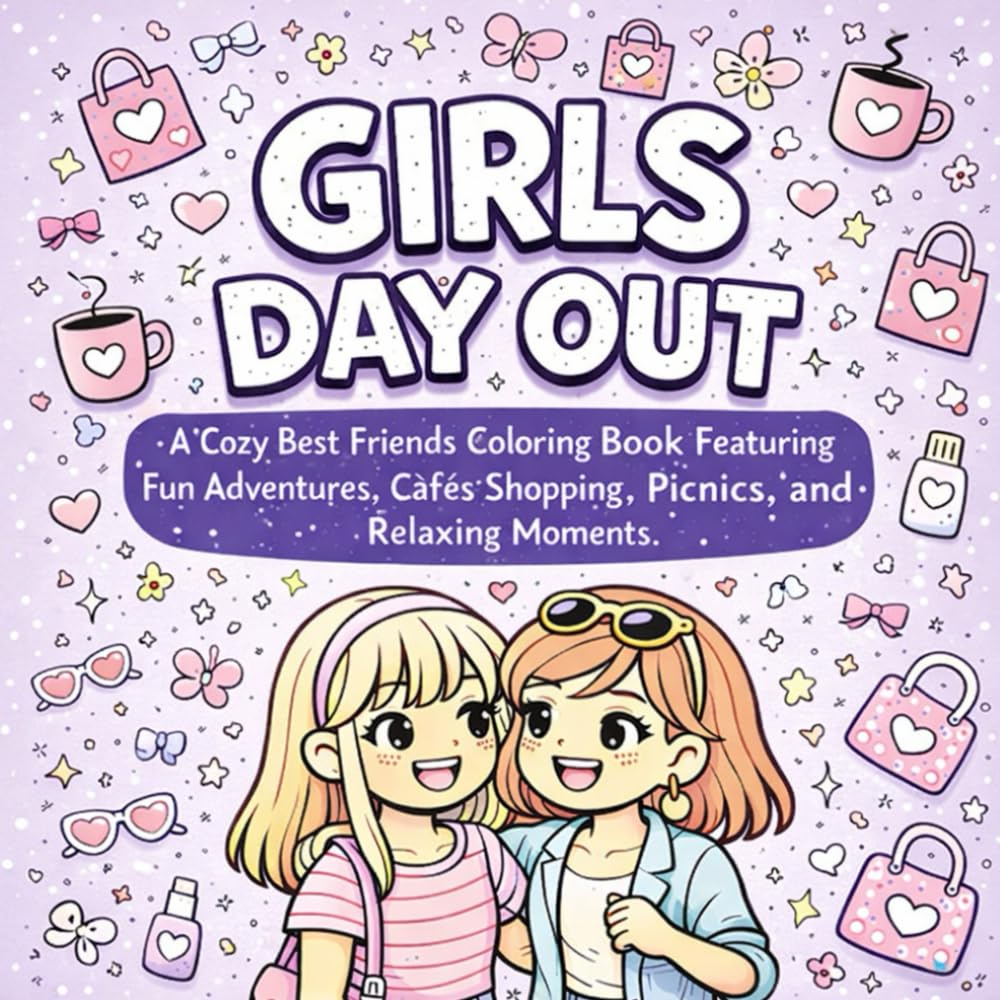 Girls Day Out: A Cozy Best Friends Coloring Book Featuring Fun Adventures, Cafés, Shopping, Picnics, and Relaxing Moments (Self-Love & Wellness)