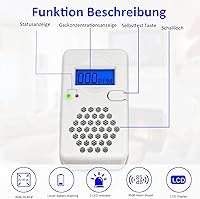Vista 3 de Detector de monóxido de carbono con pantalla LCD digital, alarma detector de CO con batería reemplazable, botón de restablecimiento de prueba