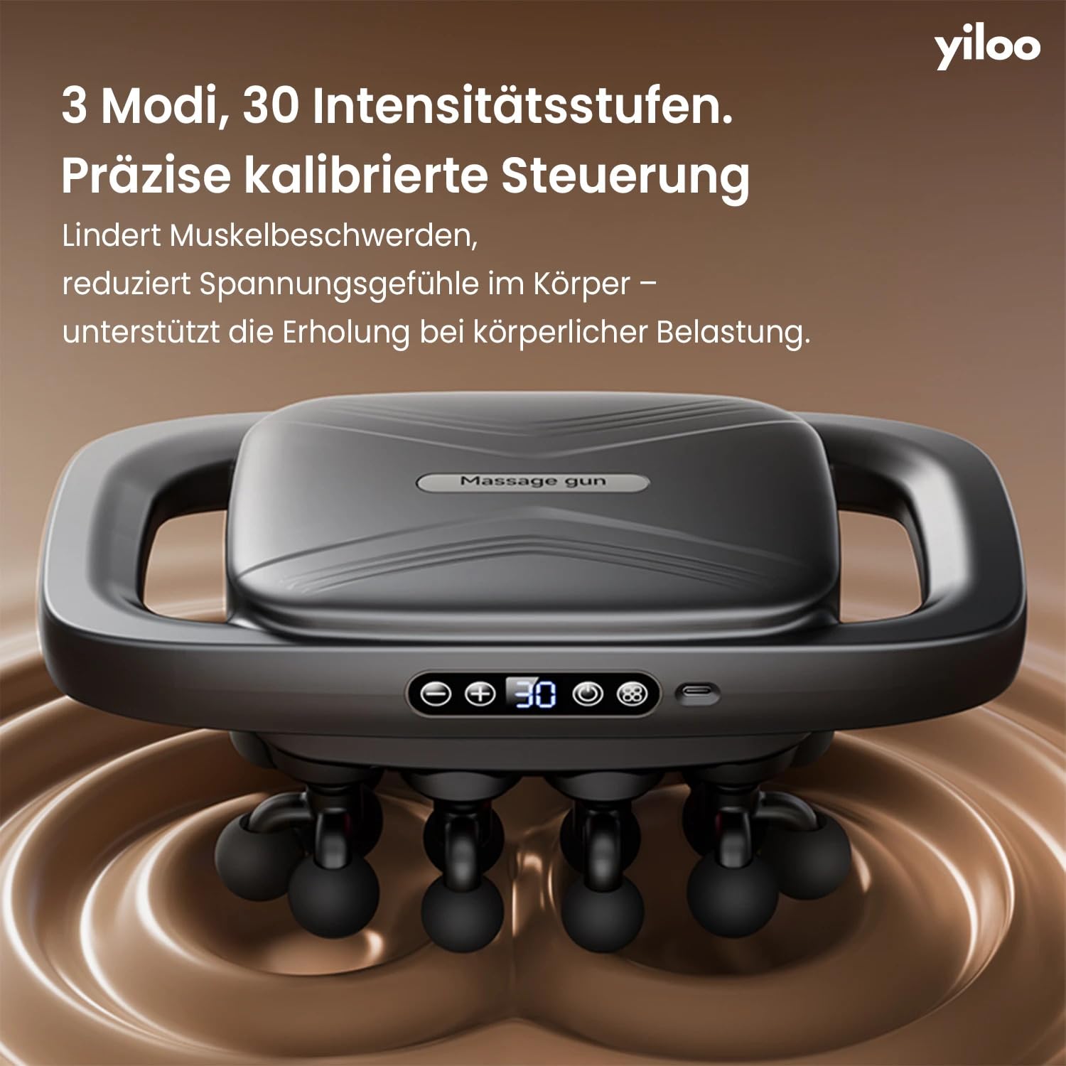 16-Kopf Massagepistole – 3 Modi, 30 Leistungsstufen, Rotlicht-Massagegerät für Rücken, Taille & Oberschenkel zur Muskelentspannung und mehr