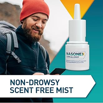 Nasonex 24HR Allergy Nasal Spray, Non-Drowsy, Scent-Free Mist, Allergy Symptoms + Nasal Congestion, Full Prescription Strength, 120 Sprays