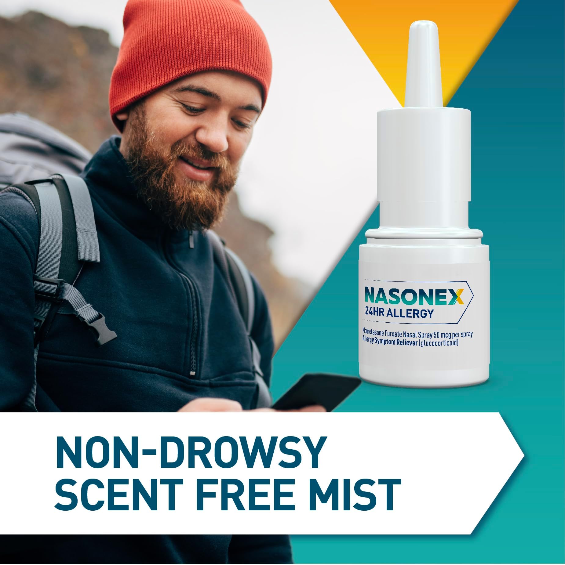 Nasonex 24HR Allergy Nasal Spray, Non-Drowsy, Scent-Free Mist,Allergy Symptoms + Nasal Congestion, Full Prescription Strength, 120 Sprays (3 Pack)