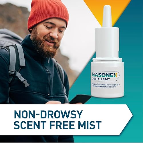 Vista 16 de Nasonex 24HR - Aerosol nasal para alergias, sin somnolencia, sin olor, síntomas de alergia + congestión nasal, fuerza de prescripción completa, 60