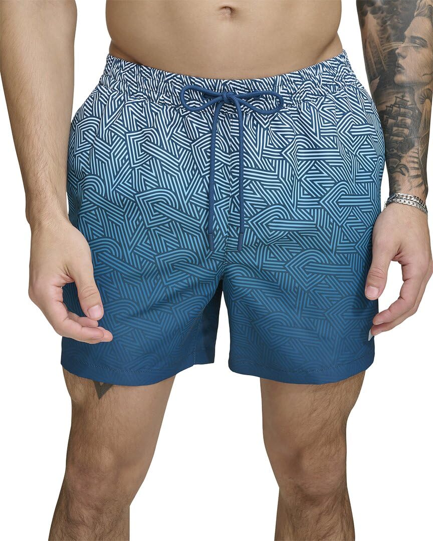 DKNY Men's Lightweight Quick Dry Volley UPF 40+ Protection Swim Trunk