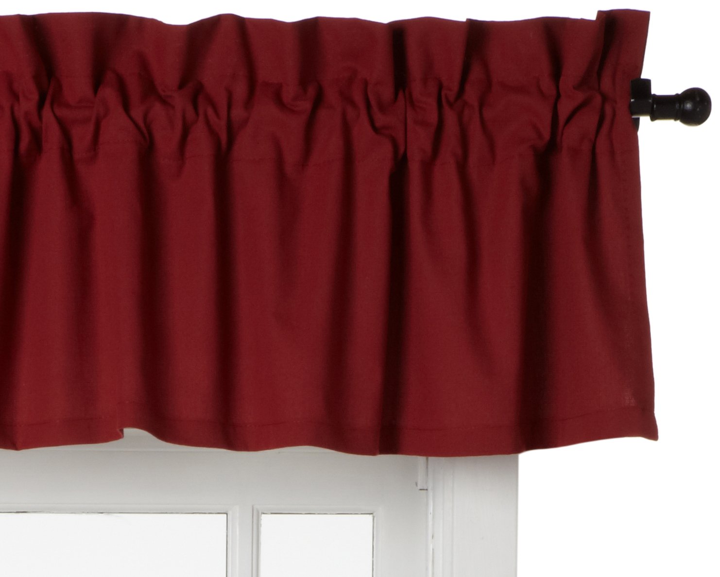 Logan Solid Color Tailored Valence Window Curtain, Red