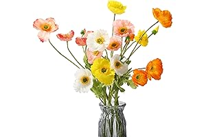 6 Pcs Silk Artificial Poppy Faux Wild Flowers for Home Decor