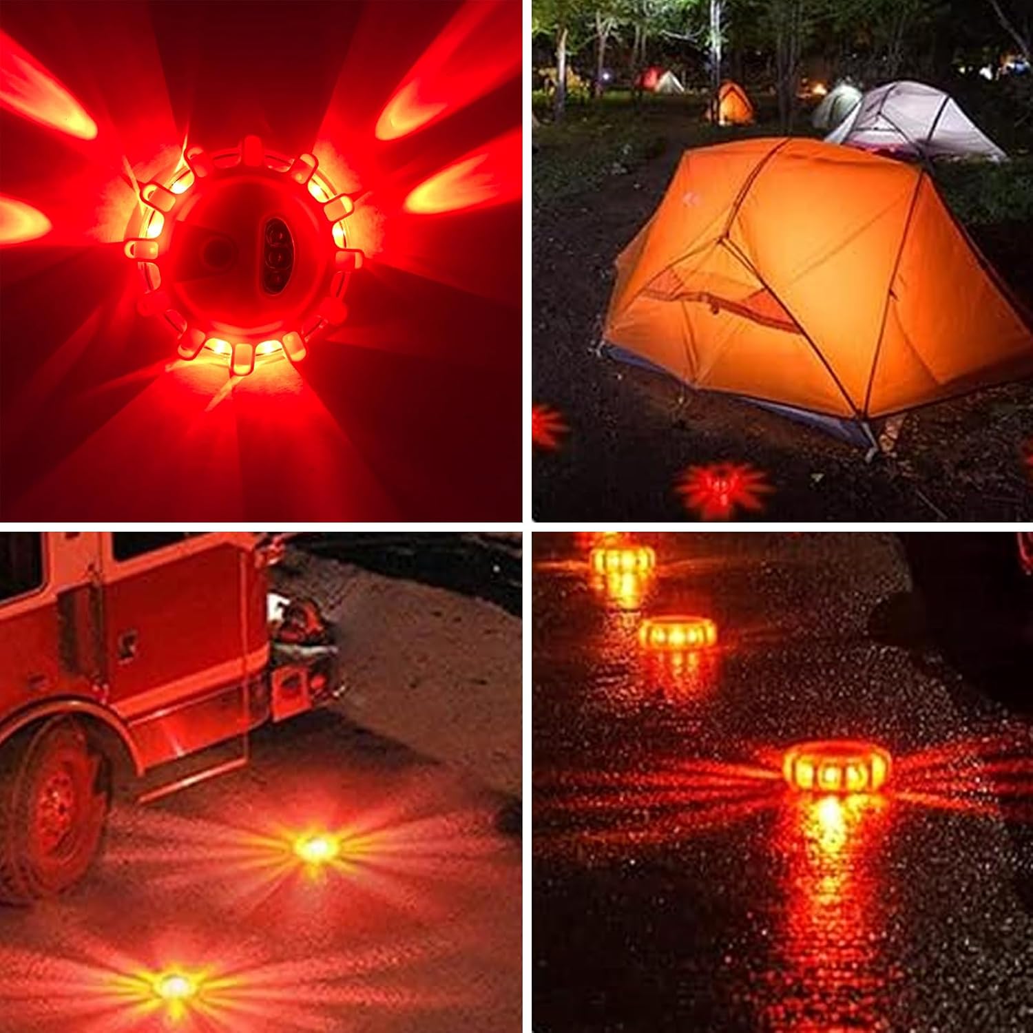 Aisny 6 Piezas Luz de Emergencia para Coche, Luces de Emergencia LED Impermeables con Cargador de Coche Cable USB 3 en 1 y Bolsa de Luz de Advertencia para Vehículos Coches Camiones