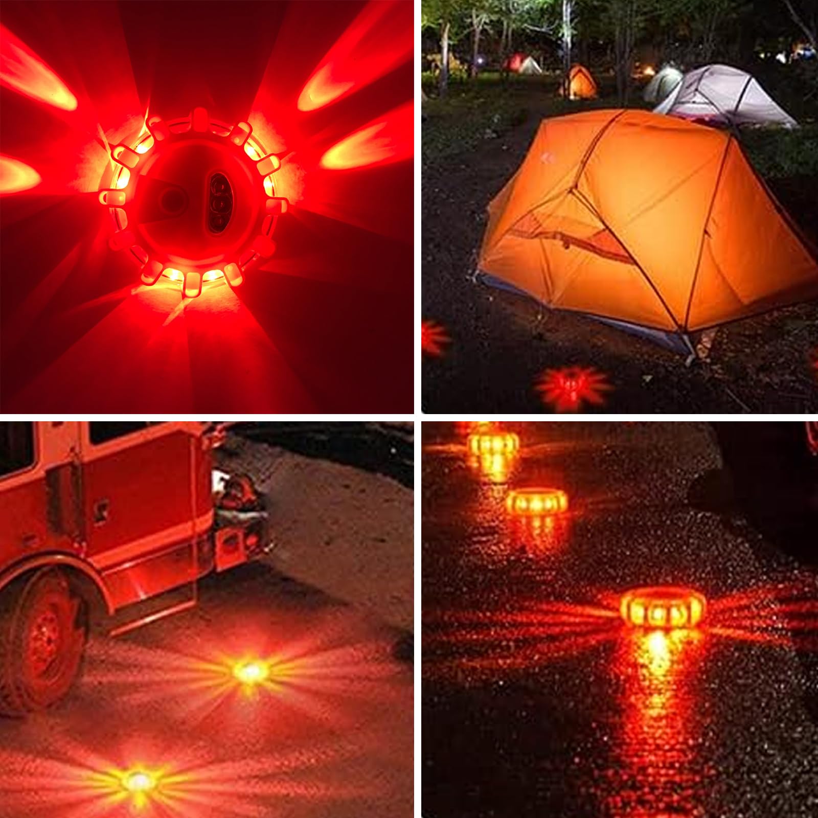 Aisny 6 Pz Luce Emergenza Auto, Lampada Emergenza a LED Impermeabile con Caricabatteria per Auto Cavo USB 3 in 1 e Borsa Luminosa Alla Lampada a LED con 9 Lampeggianti per Incidenti Stradali