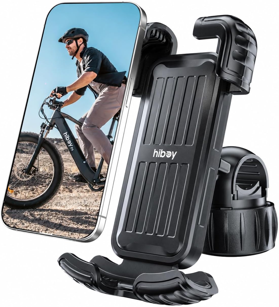 Hiboy Bike Phone Holder, 360ยฐ Rotation Adjustable Motorcycle Phone Mount,Bicycle Scooter Handlebar Phone Clip for 5.1" - 6.8" Smartphones