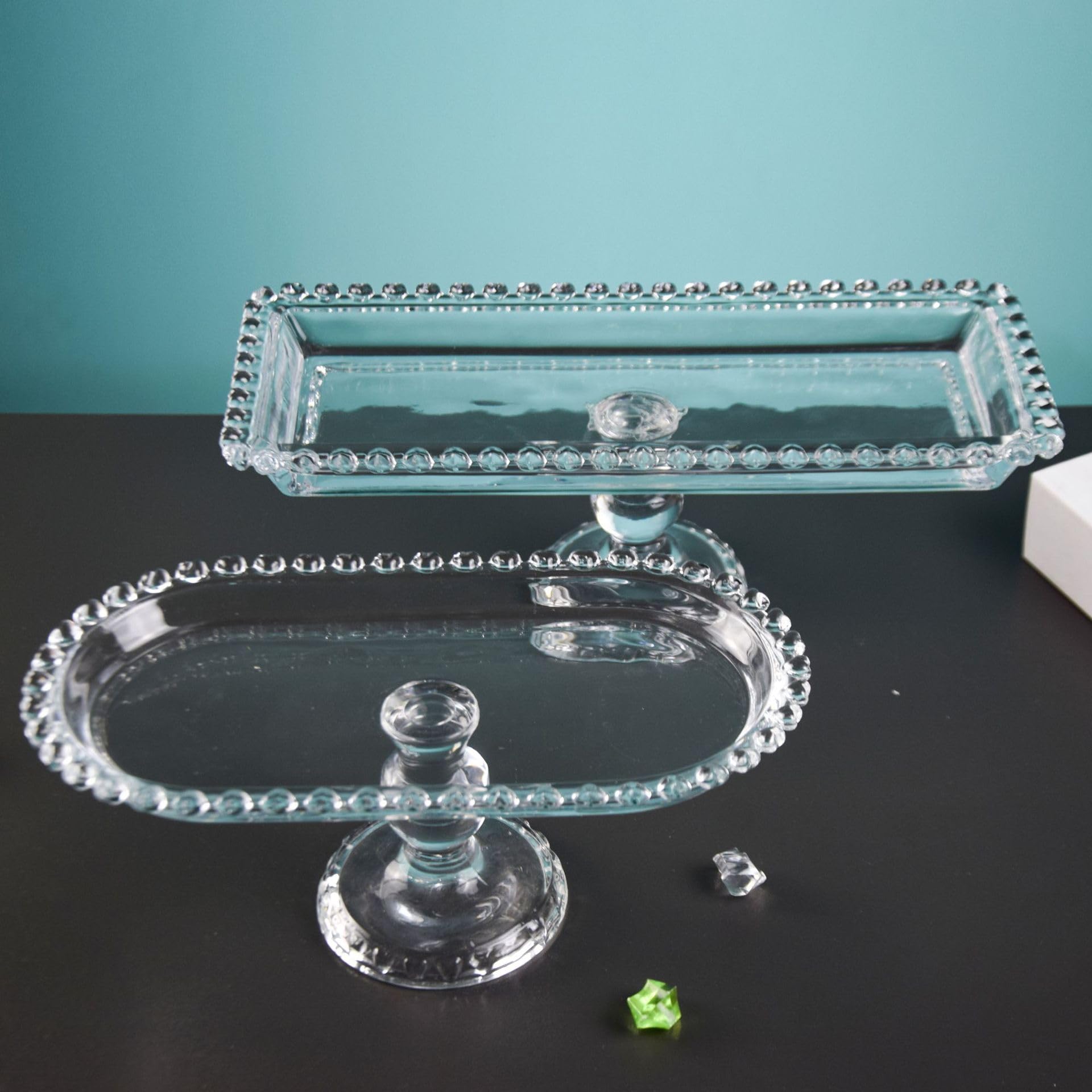 Juego de 4 Soportes para Pasteles de Vidrio, Soporte para Pasteles, Soporte de presentación de Alimentos, Soporte para exhibición de Alimentos, Conjunto de Pasteles con Pedestal