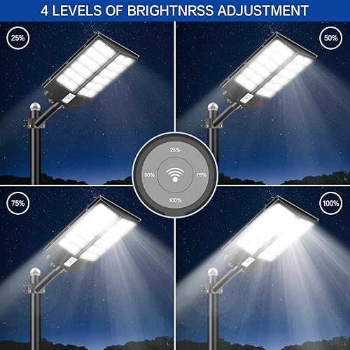 Miniatura 6 de Farola solar de 9000 W, luz de calle para exteriores de altos lúmenes, luces de estacionamiento de 7000 K, luces solares con sensor de movimiento