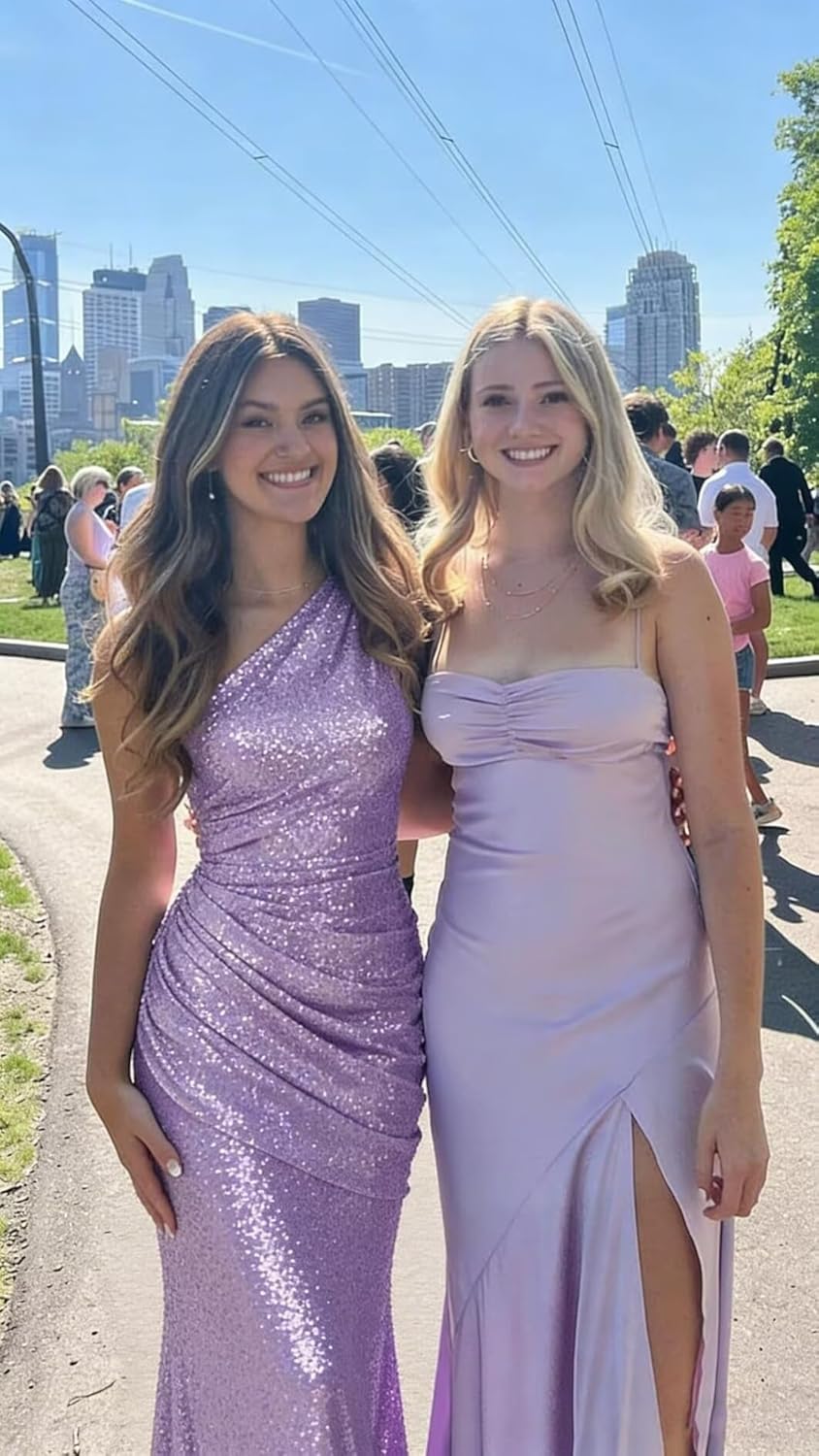 Sequin One Shoulder Prom Dress Long 2026 Mermaid Formal Evening Dress VA18 - Image 6