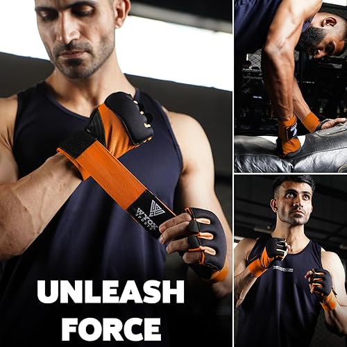 Miniatura 6 de WYOX Guantes interiores de boxeo de gel para hombres y mujeres, correas de muñeca rápidas de 31.5 in, protección acolchada para nudillos para Muay