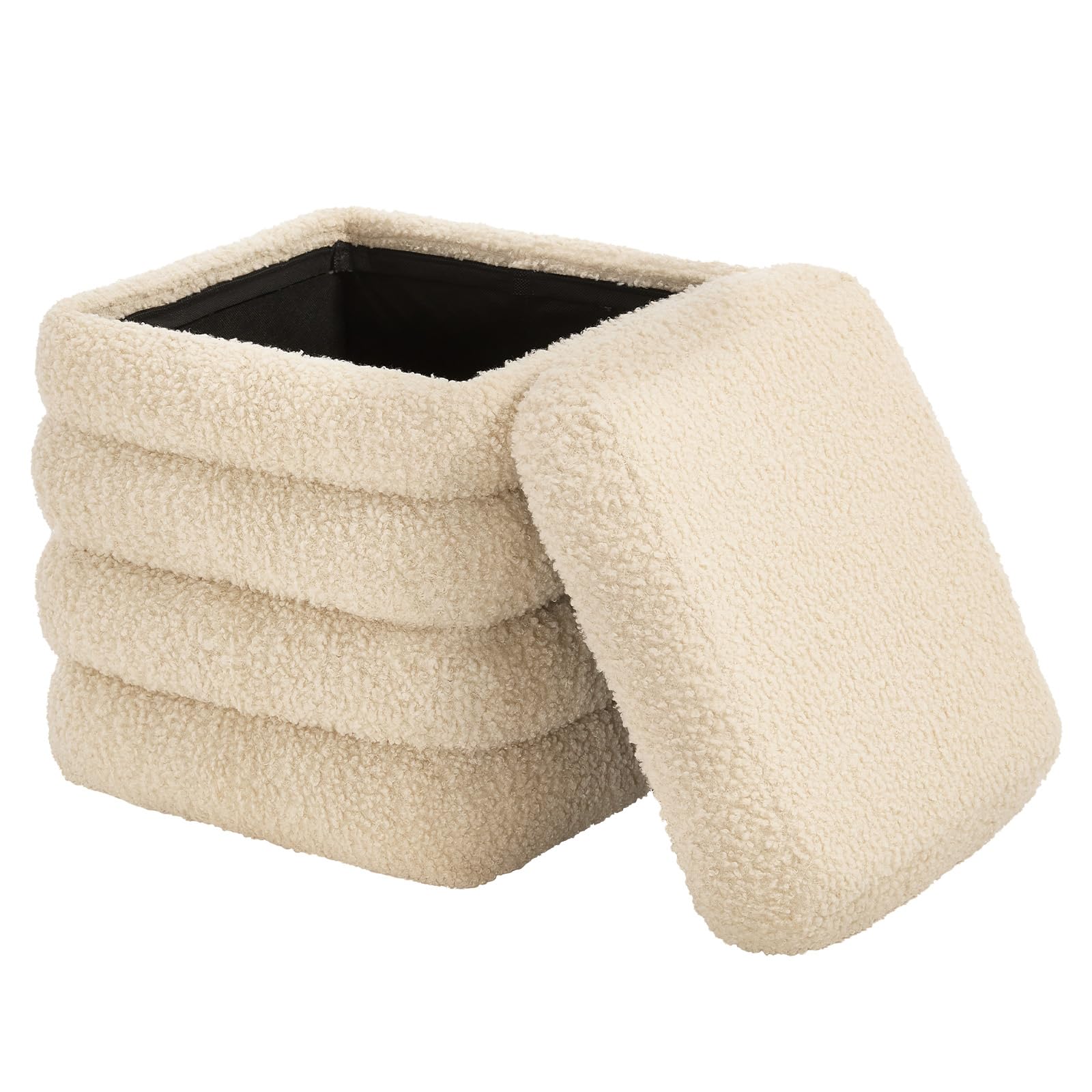 WOLTU Tabouret de Rangement Pliant, Pouf Coffre, en Polaire Teddy