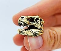 Vista 6 de T-Rex Skull Pendant Dinosaur Keychain Tyrannosaurus Rex Brass Handmade Animal Skeleton Figurine Sculpture