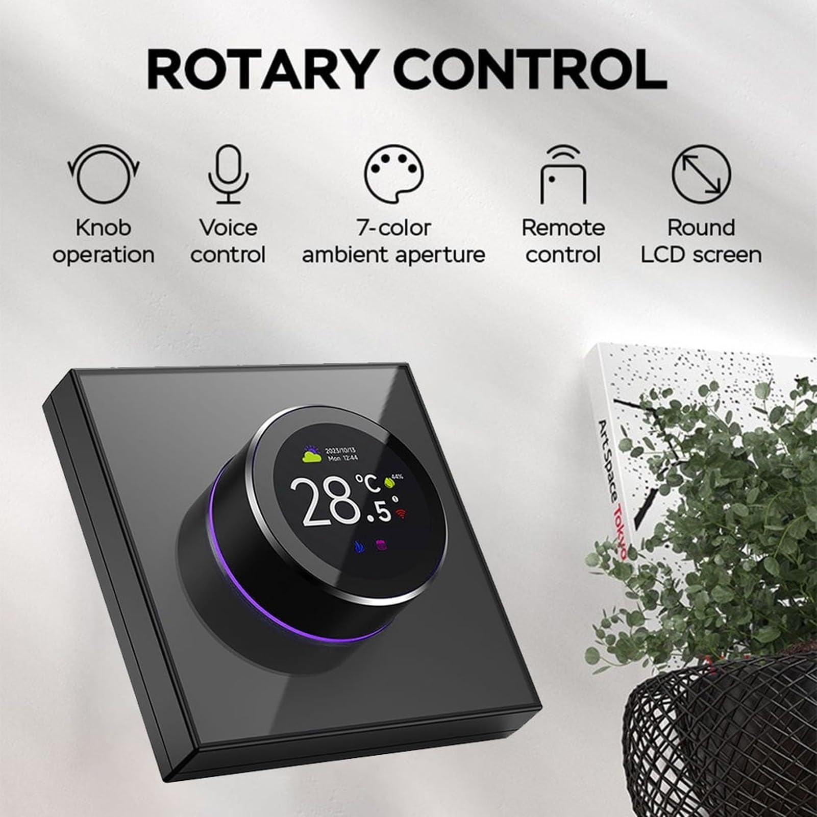 Termostato con Manopola Intelligente Regolatore Digitale per Scaldabagno Controllo Vocale WiFi con Schermo TFT e Manopola Rotante per la Regolazione della Temperatura Dell