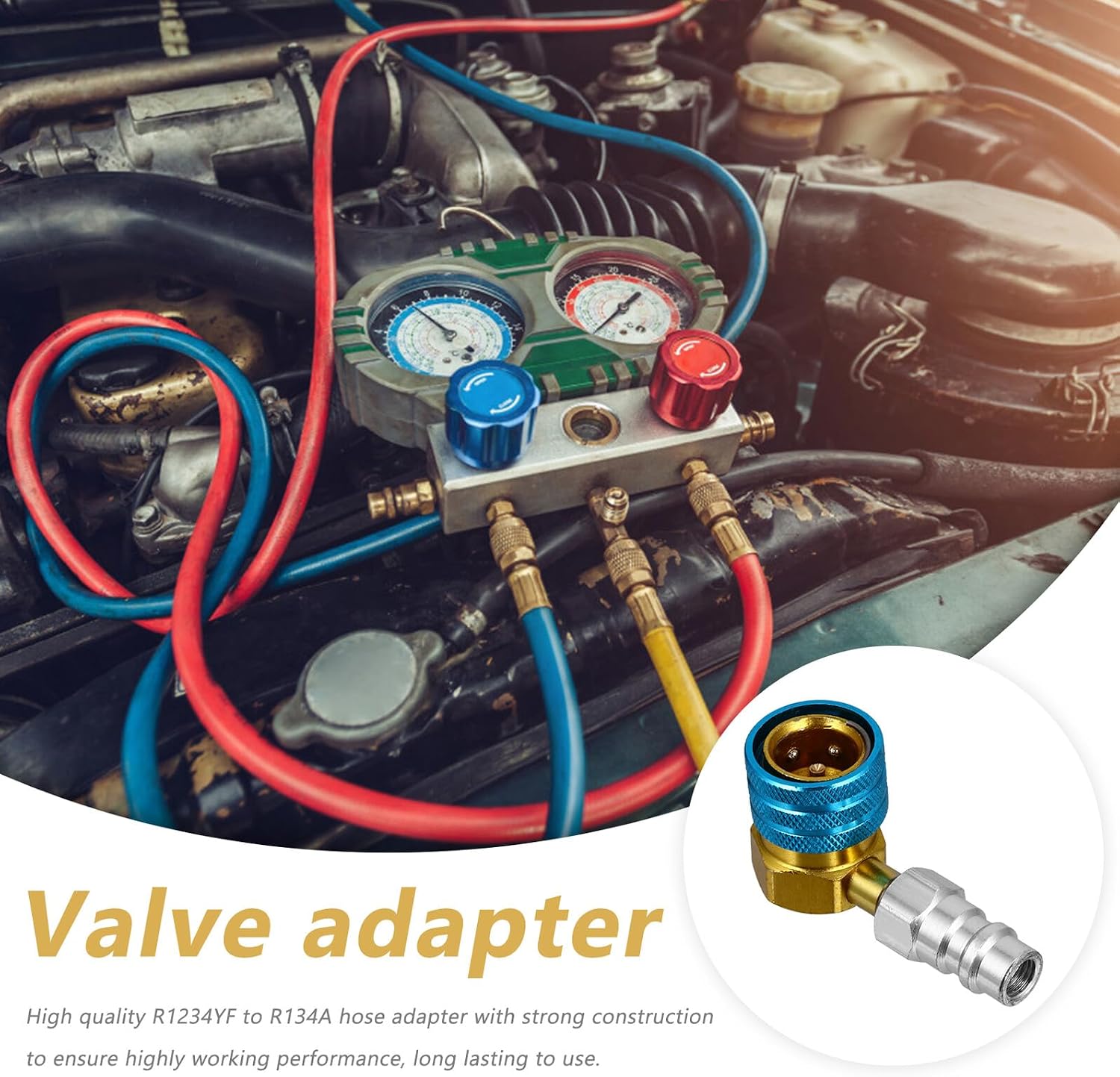 Veemoon R1234yf Air Conditioning Low Side Adapter Quick Connector Manual Coupler Aluminum Ac Charging Connector for Vehicle Climate Control System