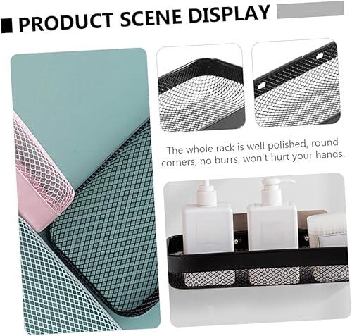 Miniatura 4 de Estante de almacenamiento de cocina, estante de drenaje montado en la pared, organizador de baño, adhesivo para instalar soporte de champú clásico