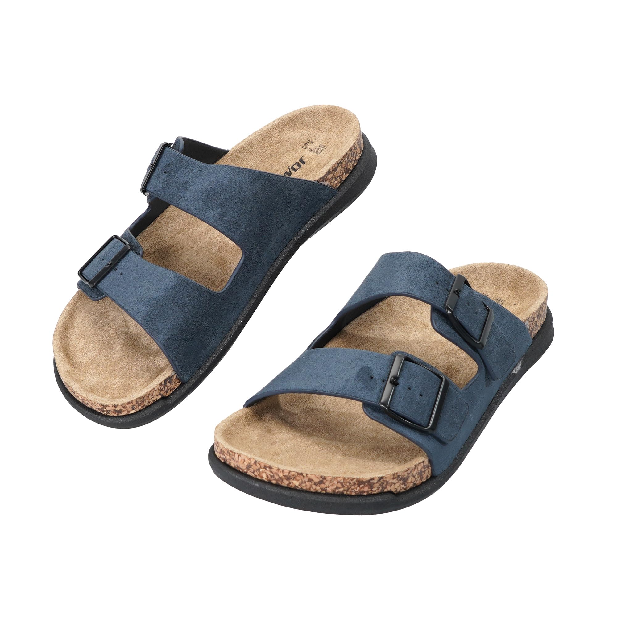 JOMIX Sandalias Hombre Verano Moda Chanclas de Dos Tiras Ajustables con Hebilla Suela de Corcho Sintético Zapatillas de Playa Piscina Casa Casual