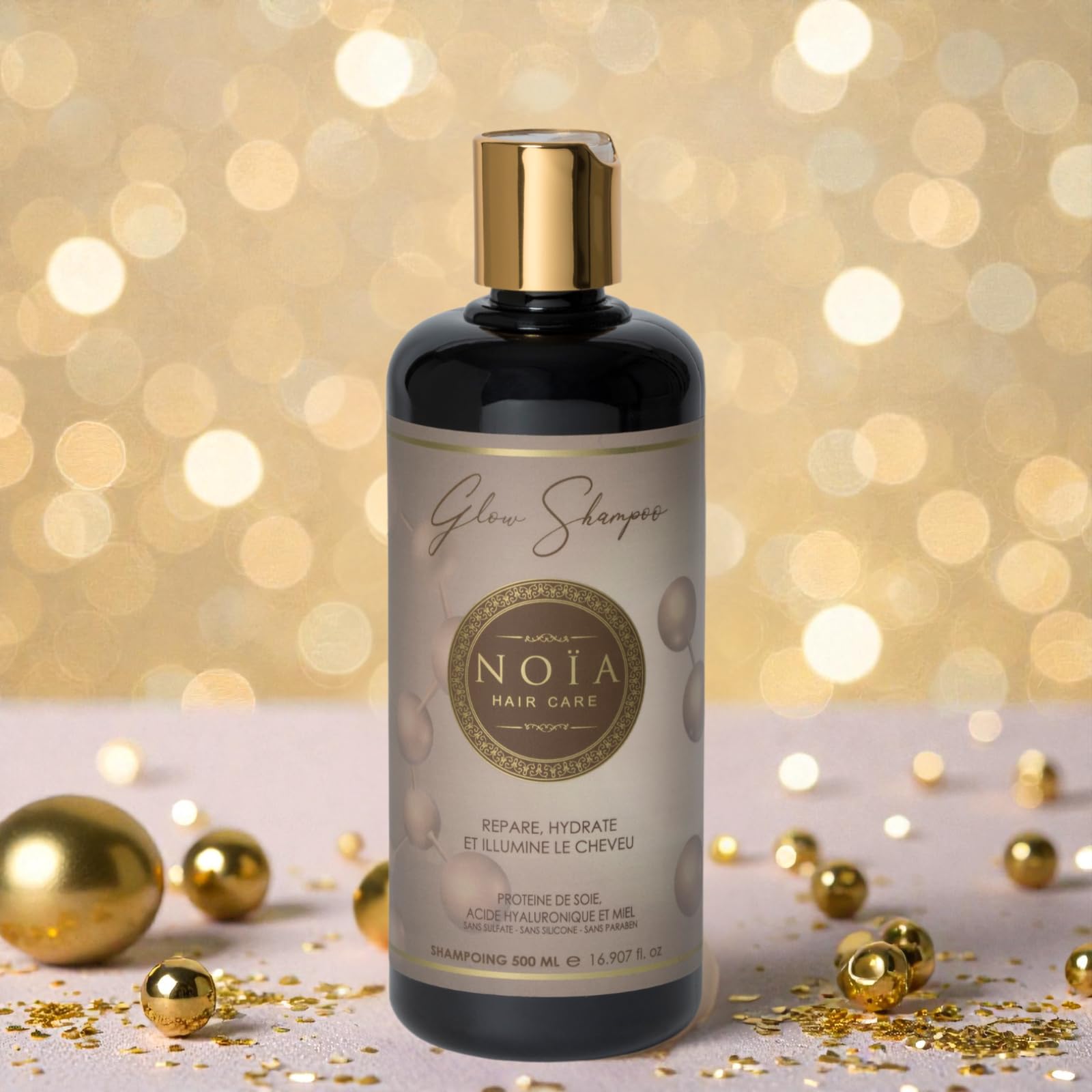 NOÏA HAIR – Trio Capillaire Professionnel GLOW – Shampoing 500ml +Masque 500ml + Sérum 100ml – Hydratation & Brillance – Acide Hyaluronique – Cheveux Secs, Ternes ou Déshydratés