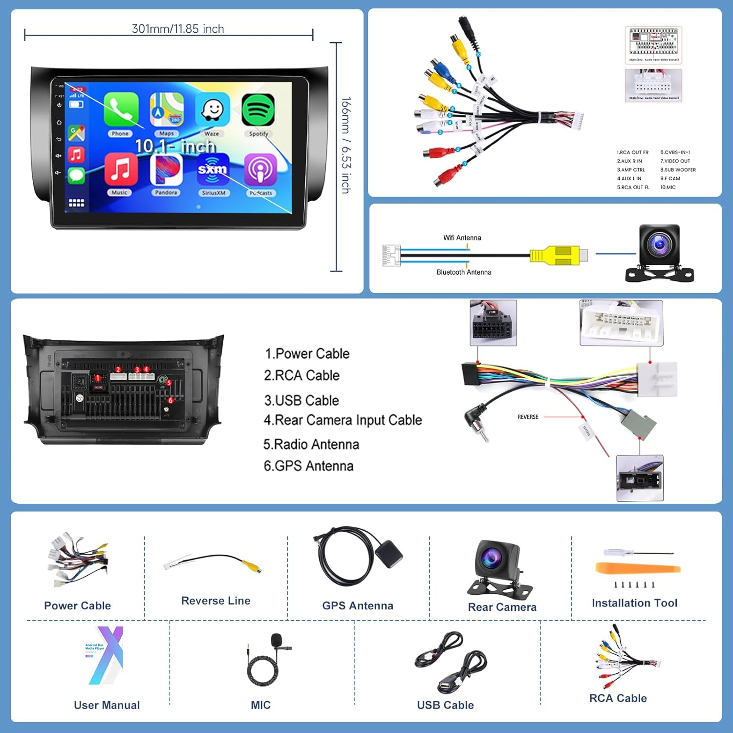 4Core+64G for Nissan Sentra 2013-2017 Car Radio with Wireless Carplay/Android Auto,Android Car Stereo 10.1 Inch Touch Screen GPS Navi WiFi Bluetooth FM/RDS Mirror Link SWC Backup Camera