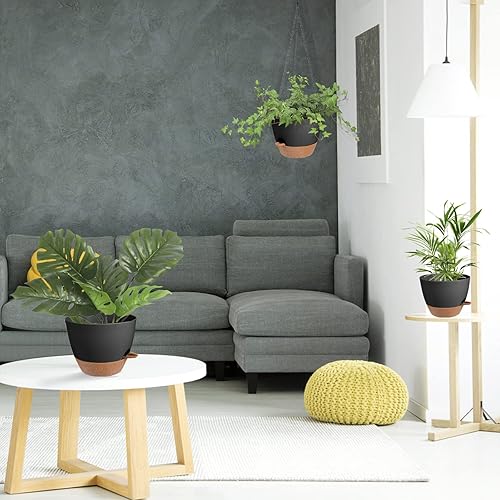 Miniatura 7 de Macetas colgantes de 8 pulgadas para plantas de interior y exterior, paquete de 2 macetas colgantes de riego automático con agujeros de drenaje y