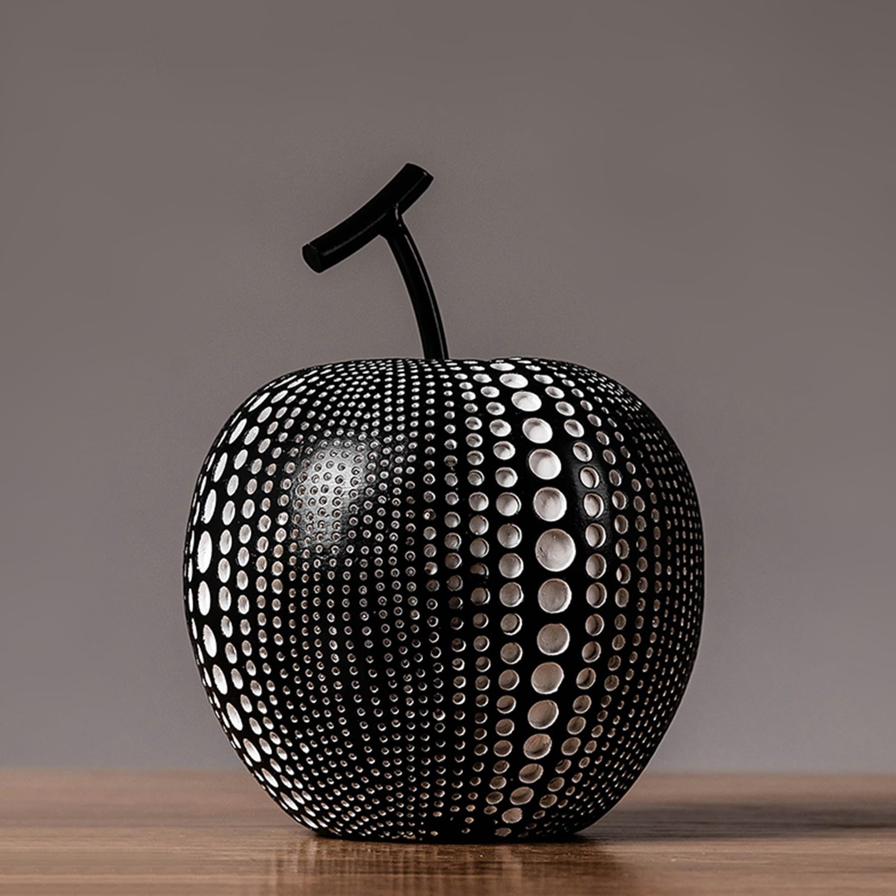 Octdays Dot Art Sculpture, Resin Dot Apple Statue, Modern Statues for Home Decor, Collectible Figurine Table Decorations for Living Room Bedroom Office Shelf Desktop (Small, Black)