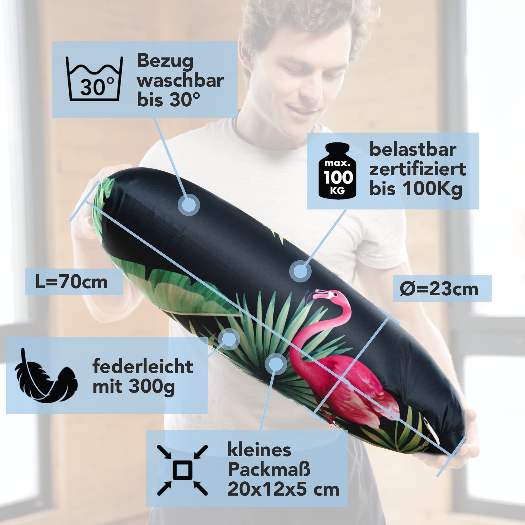 BOLSTair® Aufblasbares Yogabolster Meditationskissen Reisekissen aus nachhaltigen Materialien in Deutschland hergestellt mit patentiertem Pumpmechanismus