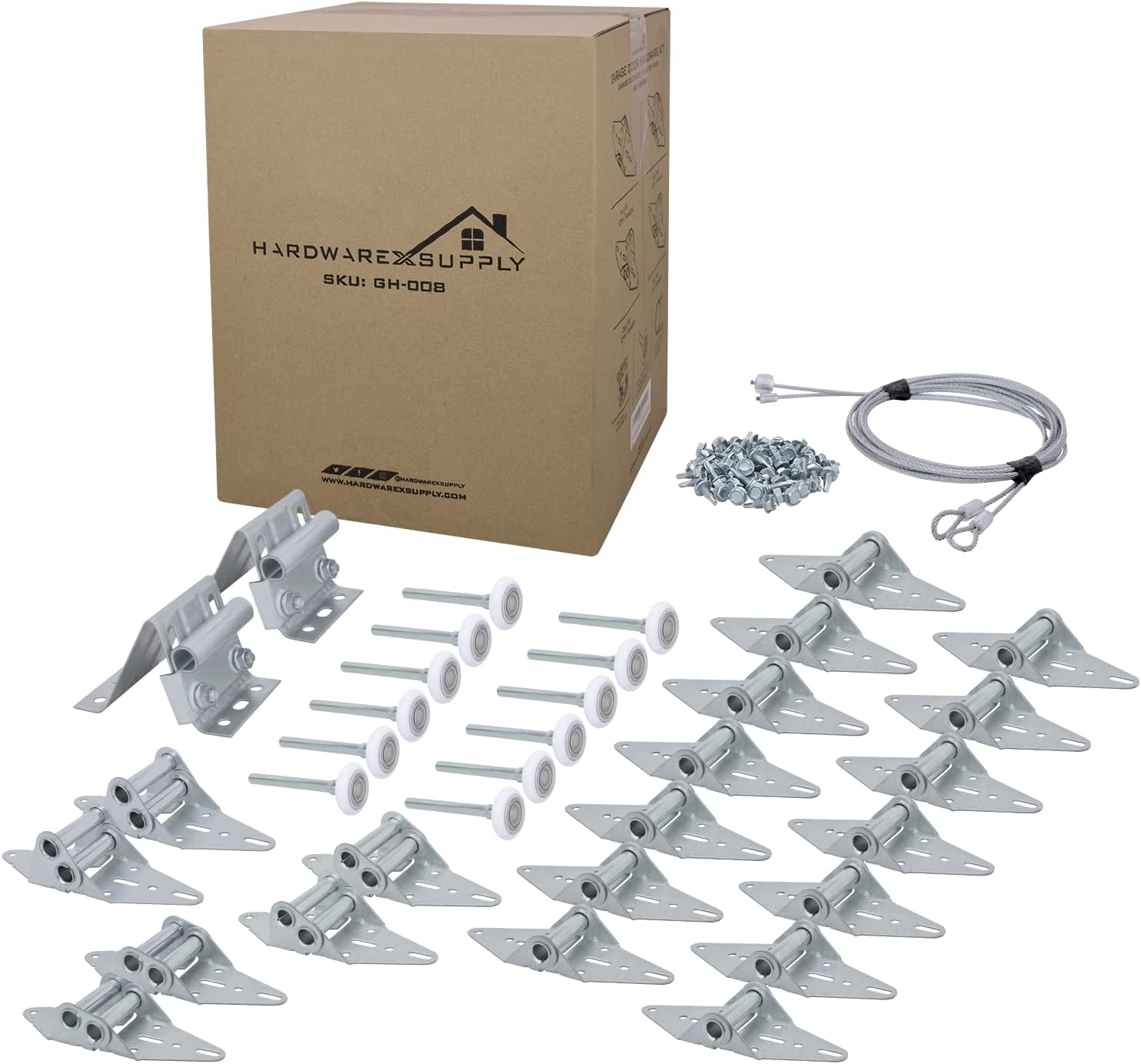 HardwareX supply Garage Door Hinge Roller Bracket Hardware Tune Up Kit (8' Height (16'x8' or 18