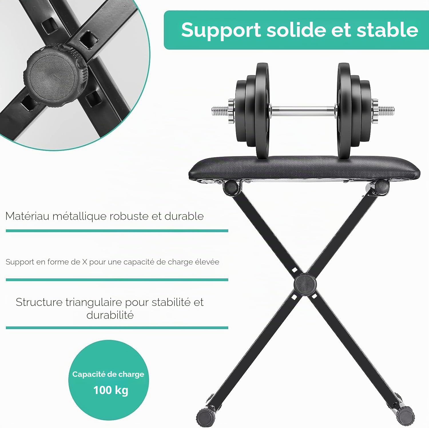 MAMIZO Tabouret Piano Réglable en Hauteur, Siege Piano en Forme de X, Banc Piano Pliable, Piano Throne Rembourré en Cuir Synthétique, Noir