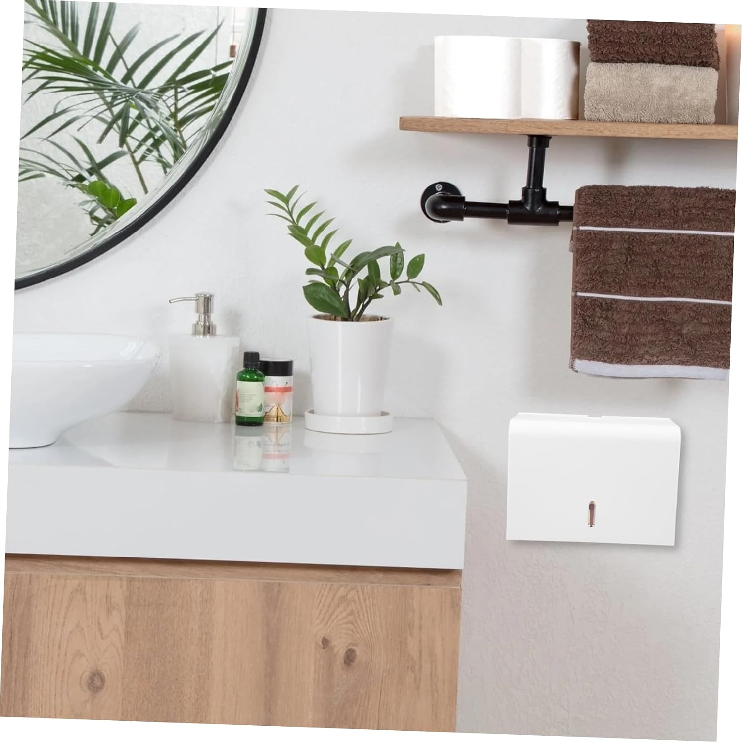 CHILDWEET Waterproof Wall Mount Paper Towel Dispenser Touchless Hand Towel Holder for Bathroom Commercial No Punch Installation