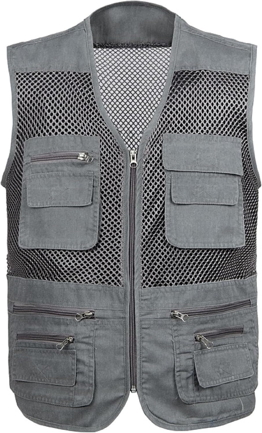 Vests Middle-Aged and Elderly Quick Drying Men's Vest V-Neck Photography Vest Outdoor Leisure Vest for Men(Grey,X-Large)