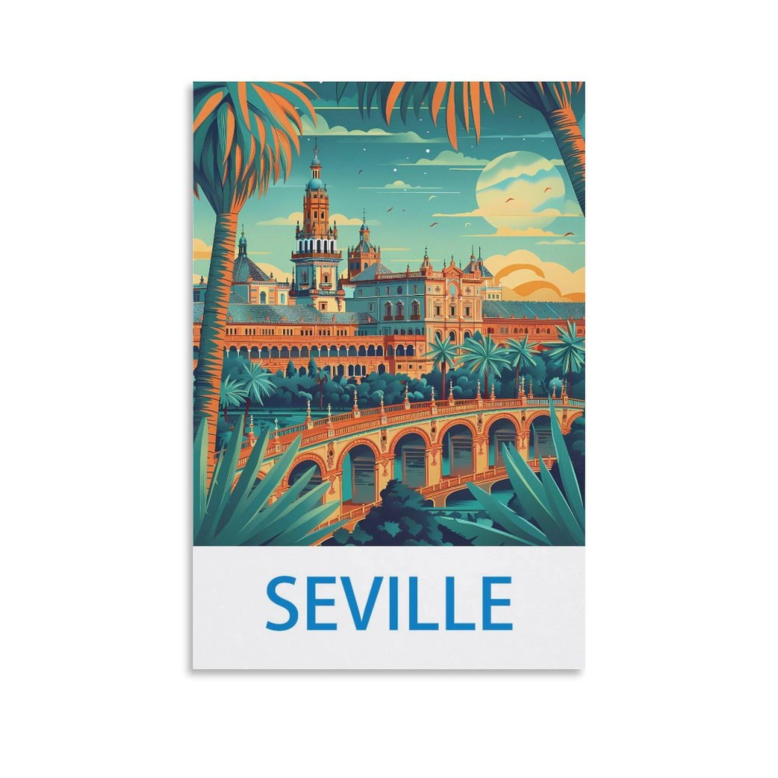 FZYUEN Seville Vintage Travel Poster 08x12inch(20x30cm) Canvas Wall Art Prints for Wall Decor Room Decor Bedroom Decor