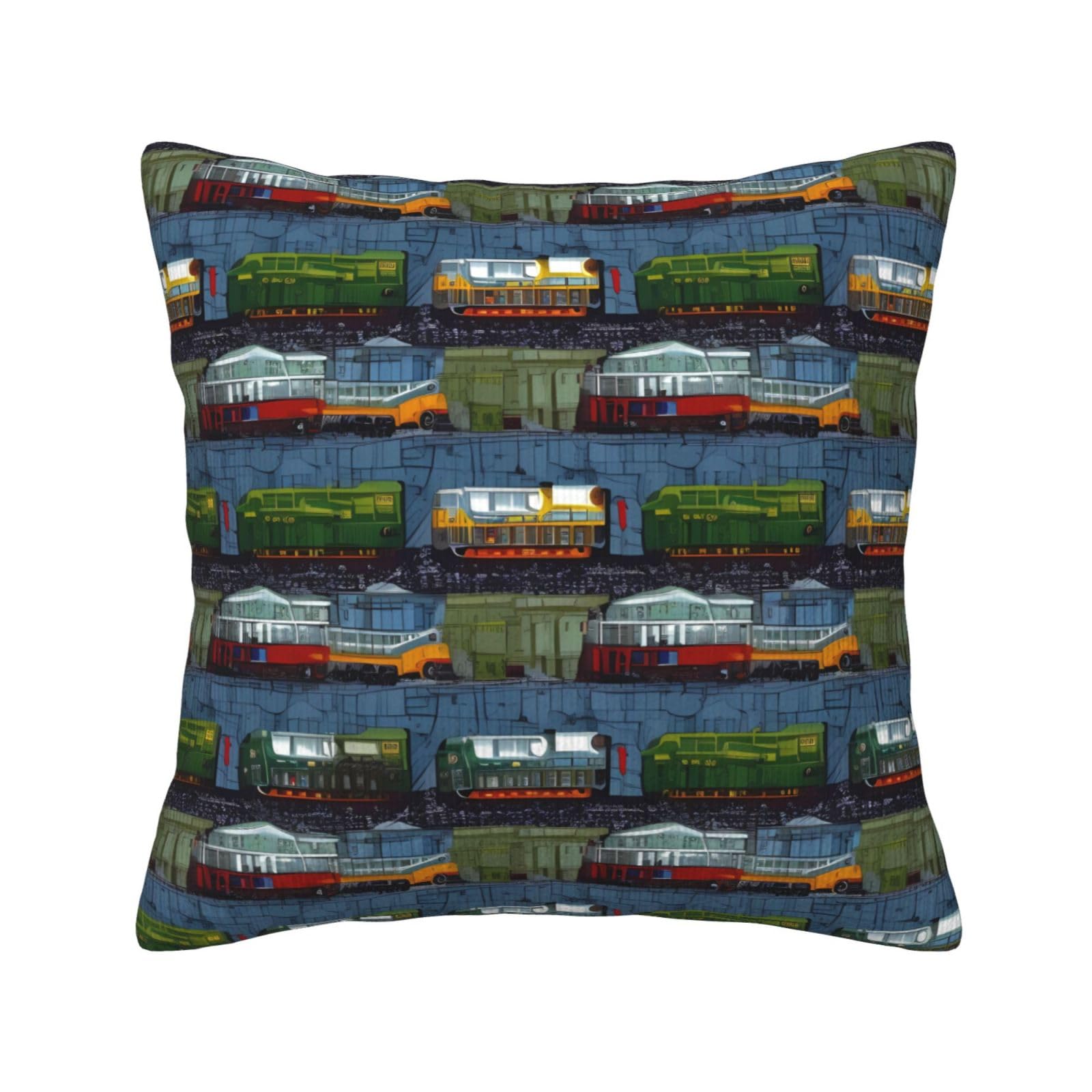Housse de coussin velours côtelé train 40x40 cm pour déco chambre enfant