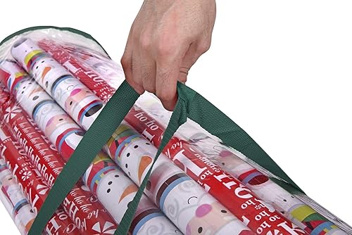 Miniatura 7 de ProPik - Bolsa organizadora de papel para regalo, almacena hasta 25 rollos de 40 pulgadas, poliéster resistente y bolsa transparente de PVC con asas