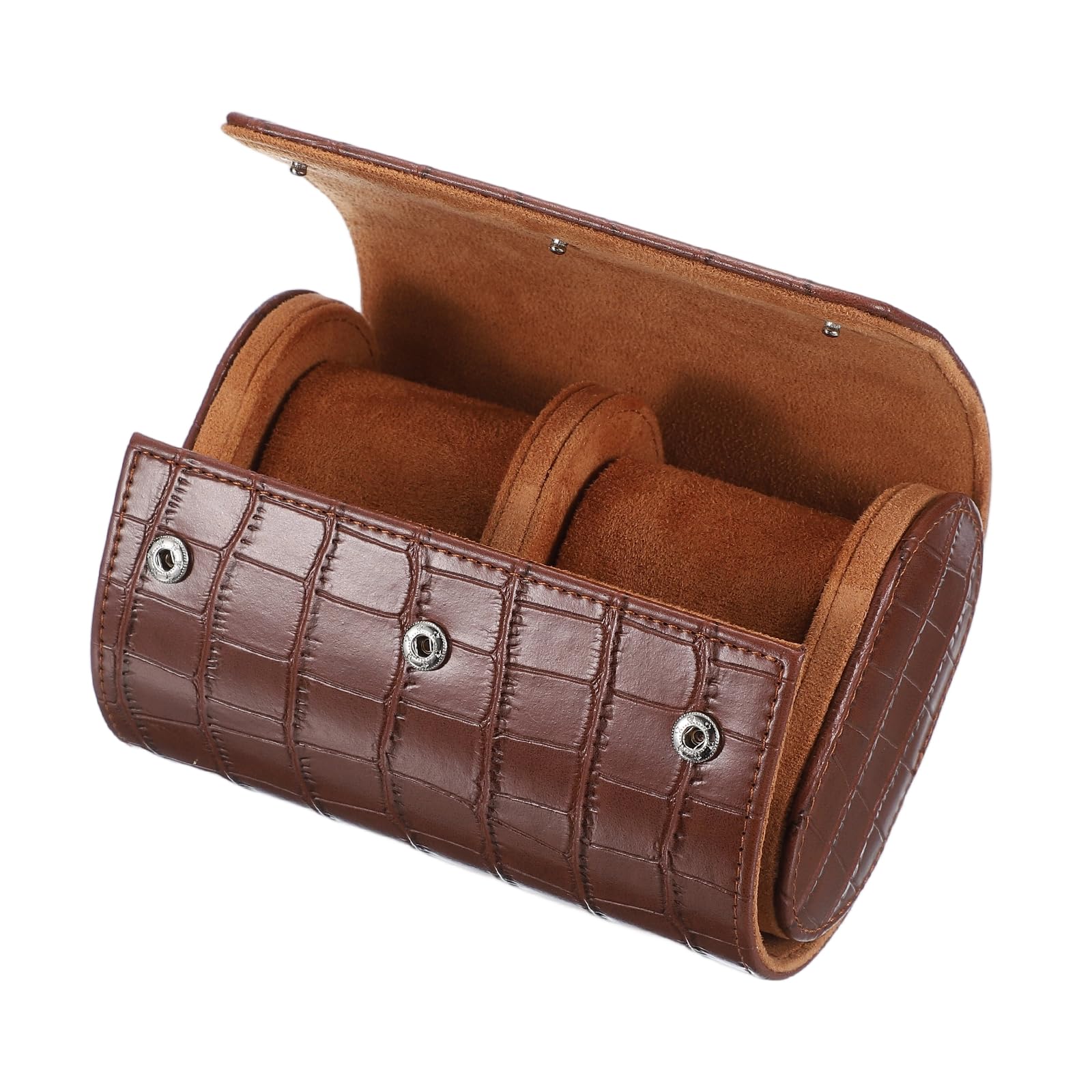 Custodia da viaggio per orologio da uomo in pelle con motivo coccodrillo, astuccio arrotolabile per orologio, scatola portaoggetti portatile per orologio, ideale per Natale, compleanno e anniversari