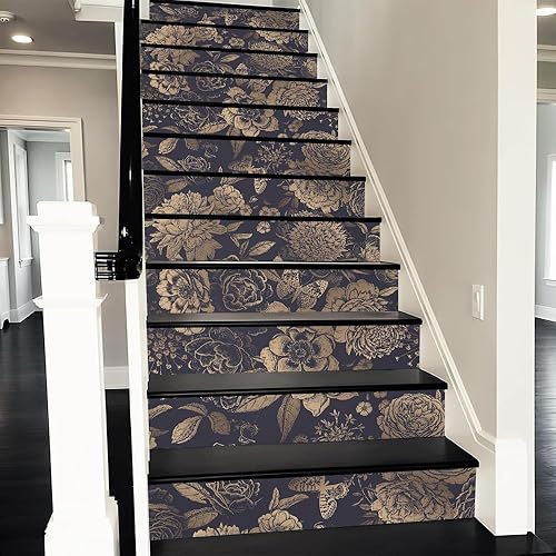 REDAMANCY Vintage Black Brozen Flowers Butterfly Peel and Stick Vinyl