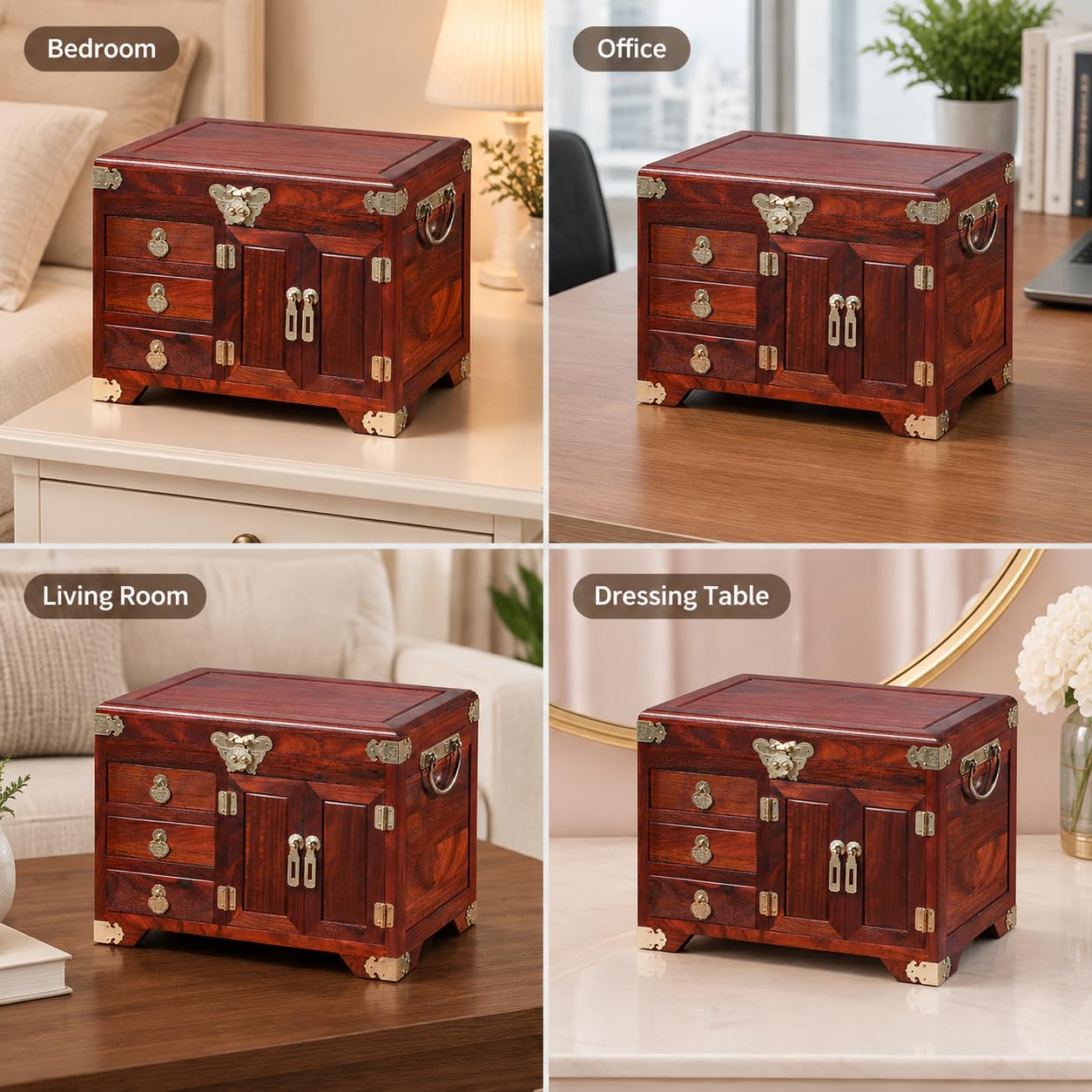 Wooden Jewelry Box Organizador para Anillos, Collares y Regalos