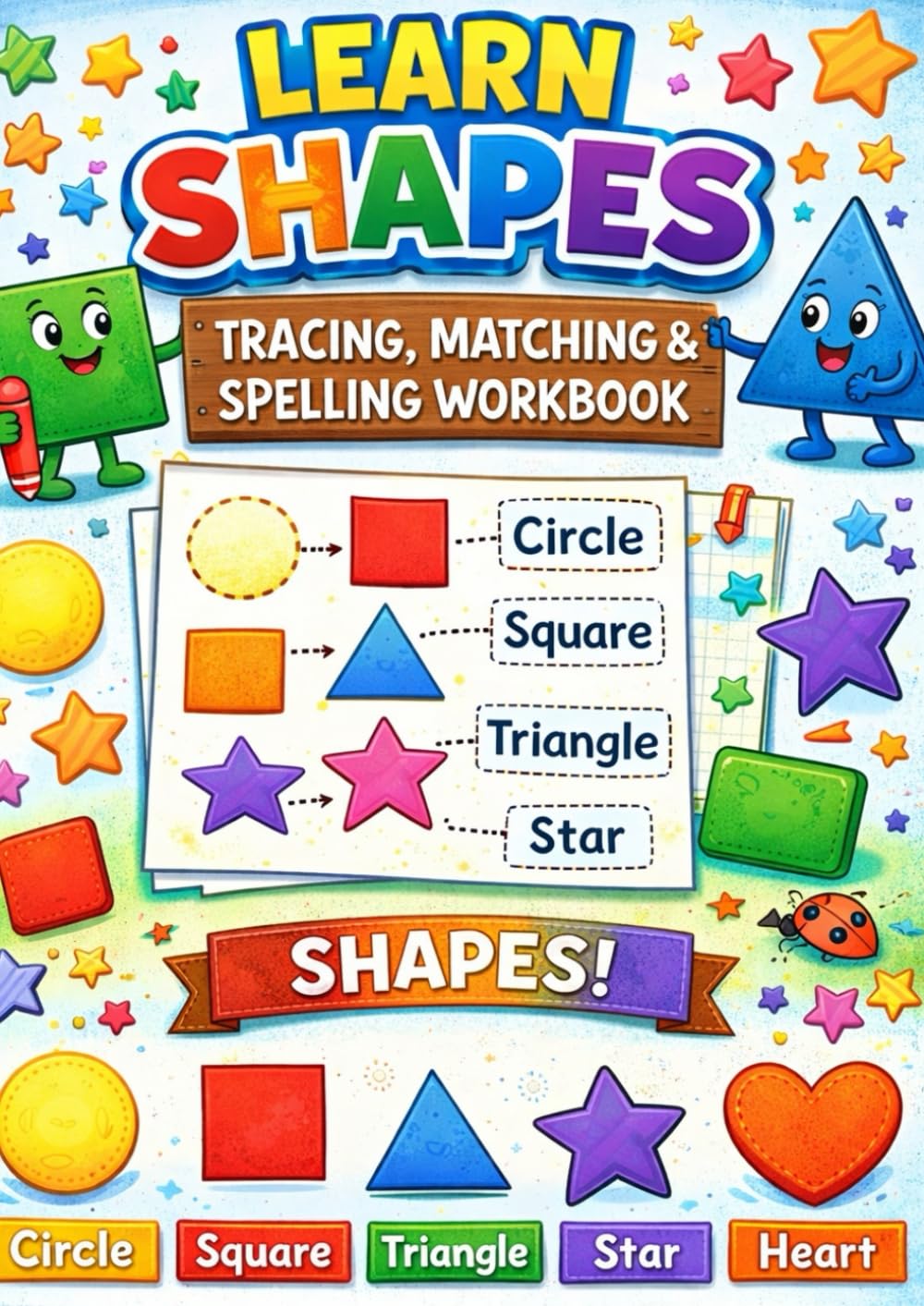 Learn Shapes: Tracing, Matching & Spelling Worksheets