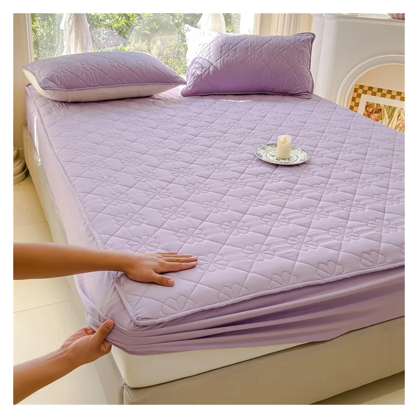 Drap en coton avec clip anti-fuite et housse de matelas imperméable 160x200