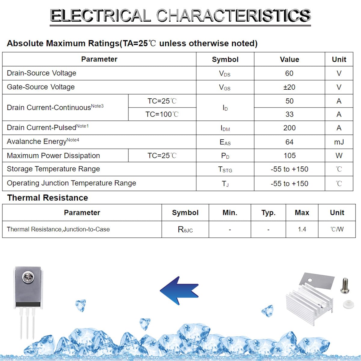 IRLZ44N Transistor Mosfet N-Channel TO-220AB 30A 55V 3Pin