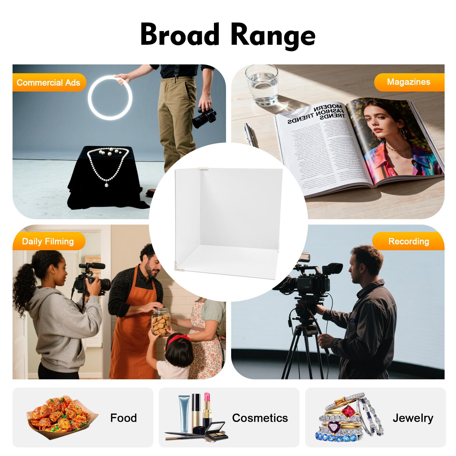 Juego de 3 fondos fotográficos, fondo para fotografía, doble cara, mármol, blanco, mesa de fotografía de productos, combinable con botones de presión para alimentos, cosméticos y joyas