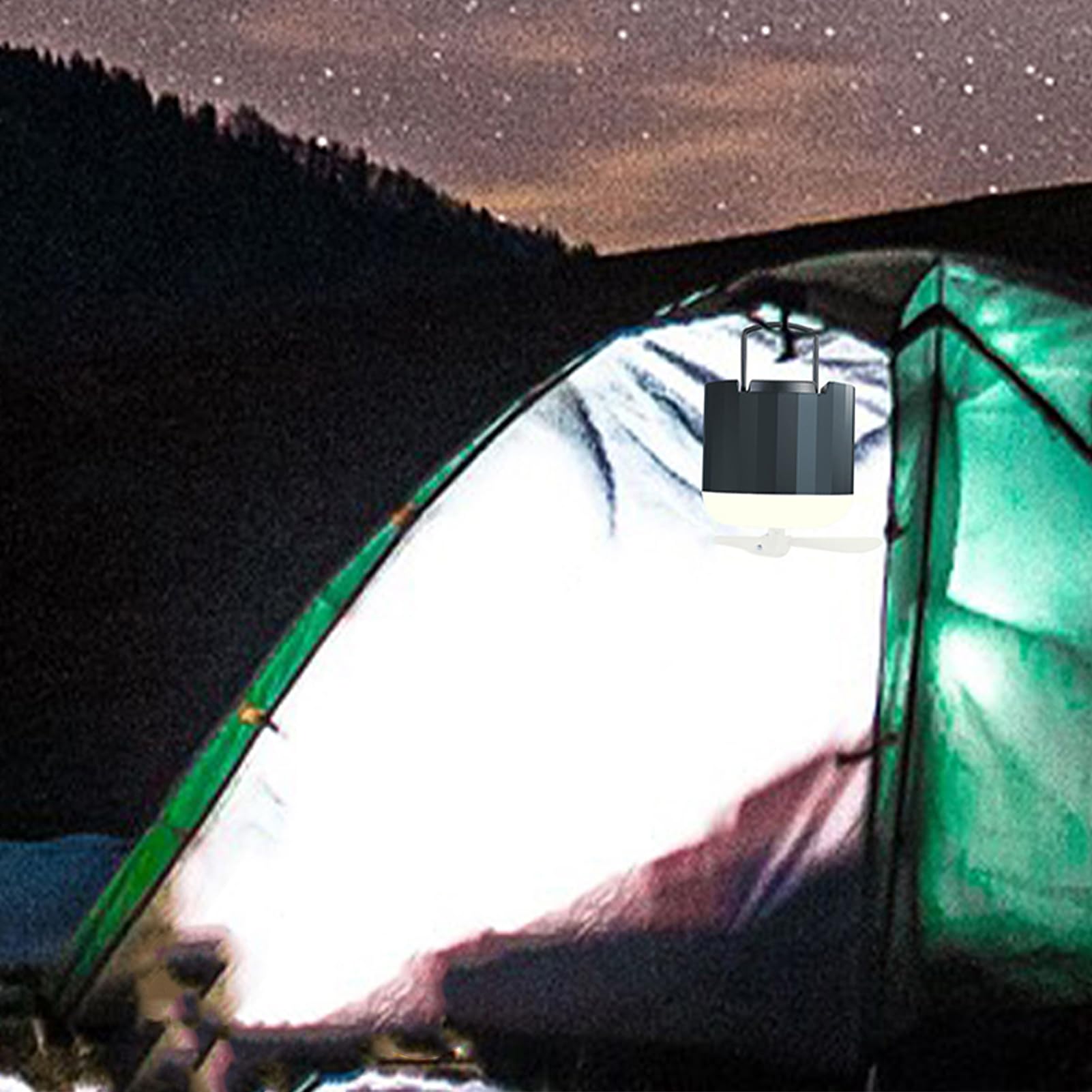 Luce per ventilatori da campeggio, luce da campeggio con fan,Ventile a soffitto a batteria portatile ricaricabile con luce a LED - Lampada da di raffreddamento a lanterna con gancio per le interruzion