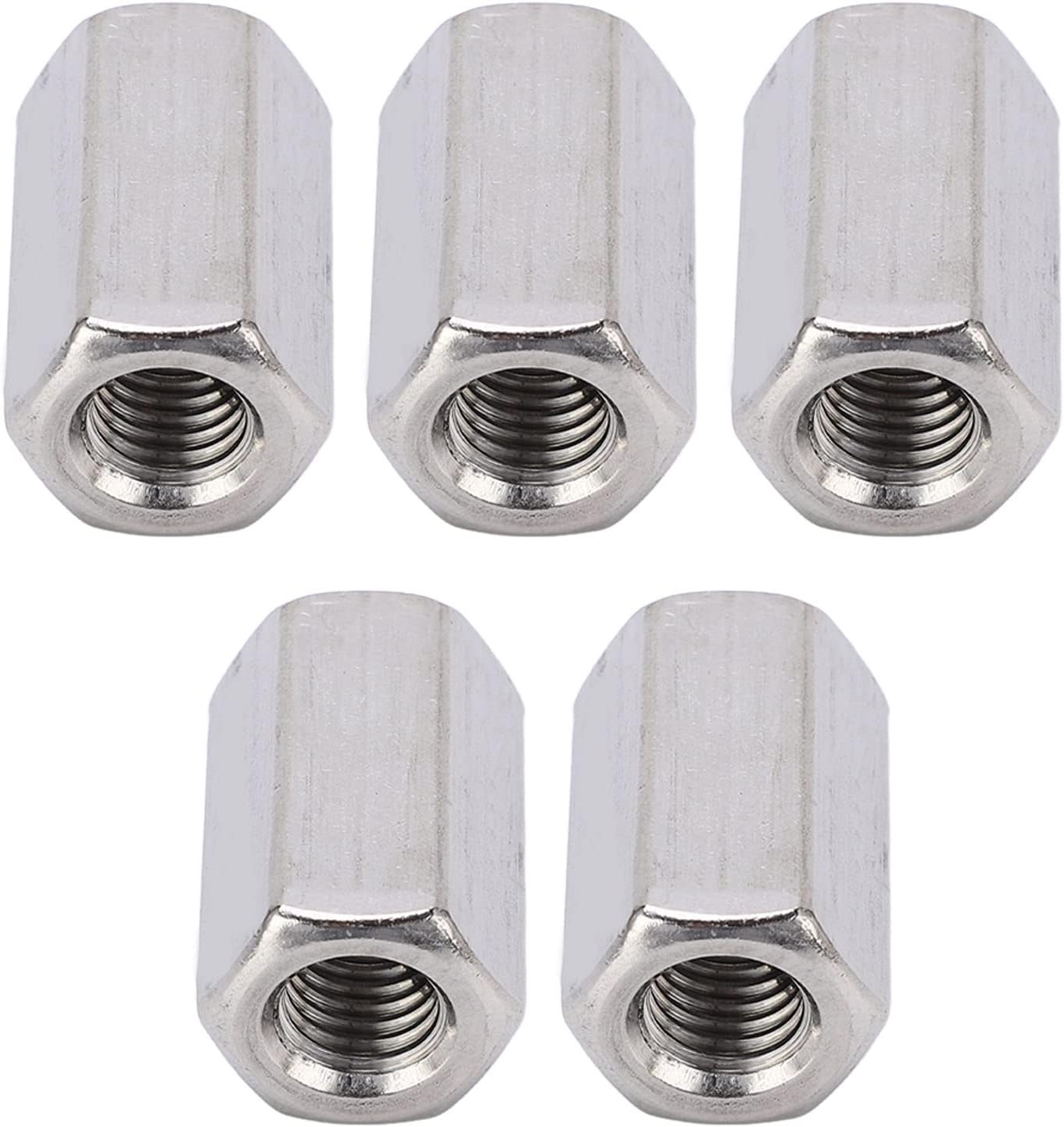 5 Pcs M10 Hex Coupling Nuts Stainless Steel Rust Resistant Secure Threaded Rod Connectors Heavy Duty for DIY Projects and
