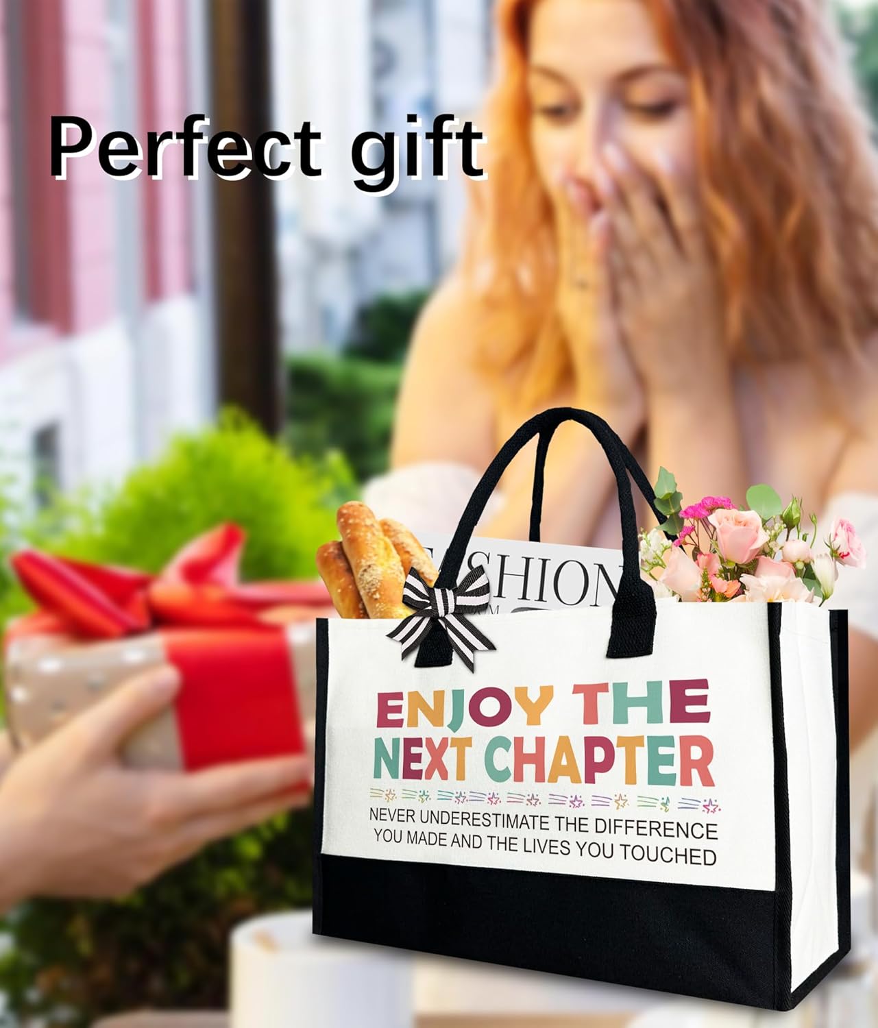 Aesthetic Canvas Tote Bag for Women, Shoulder Bag Gifts for Friends Bestie, 12x17 inch - Image 2