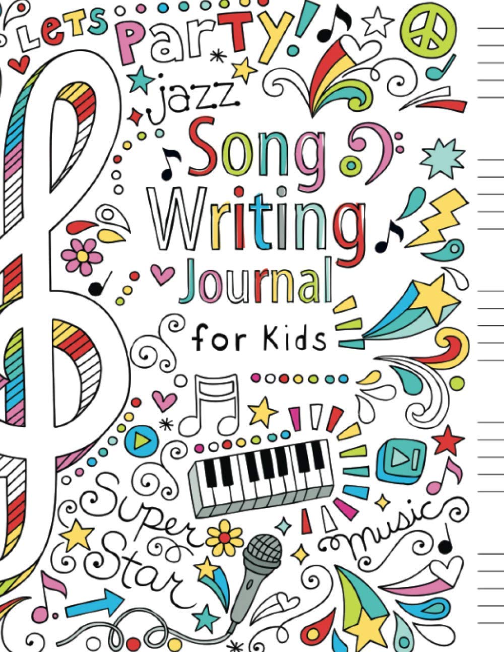 Song Writing Journal for Kids: Blank Sheet Music Notebook, Wide Staff Manuscript Paper with Lines for Lyrics or Notes | For Children and Beginners of ... Music Theory for Kids | 110 Pages 8.5x11"