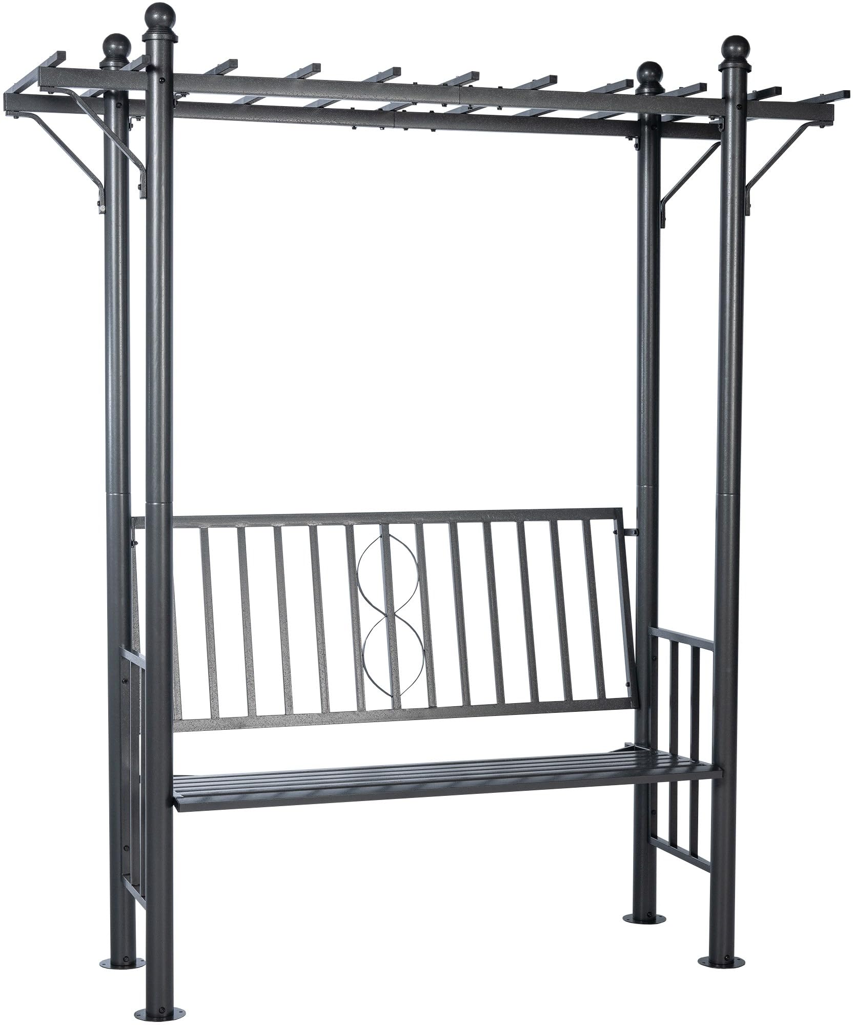 CLP Arche a rosiers avec Banc Luvio, Resistant aux intemperies avec Dossier, pour Jardin et terrasse, Support jusqu'a 220 kg Couleur Anthracite