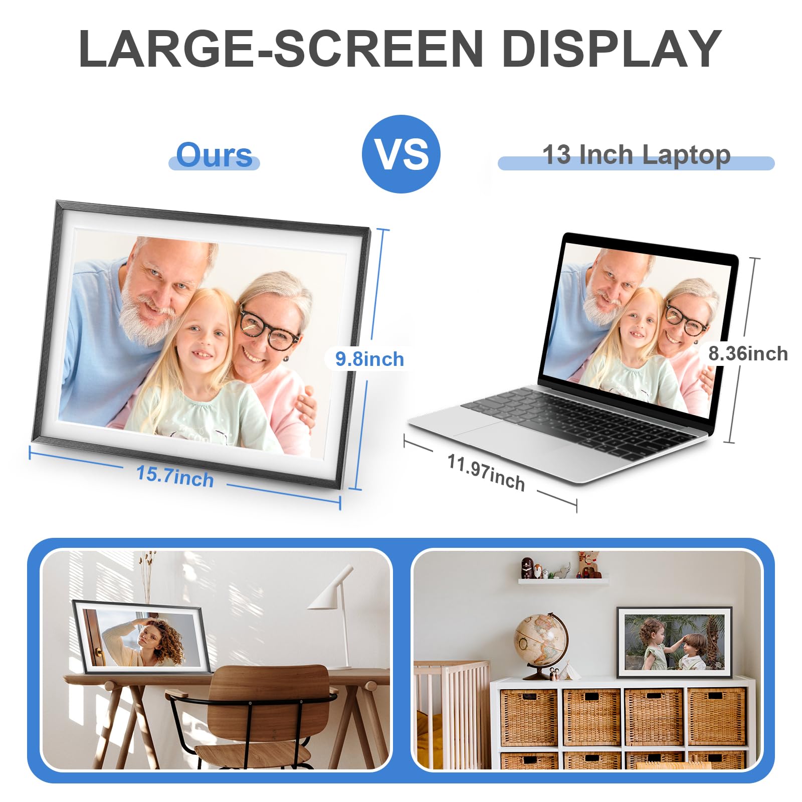 Digital Picture Frame 32G WiFi 15.6 inch Digital Photo Frame with