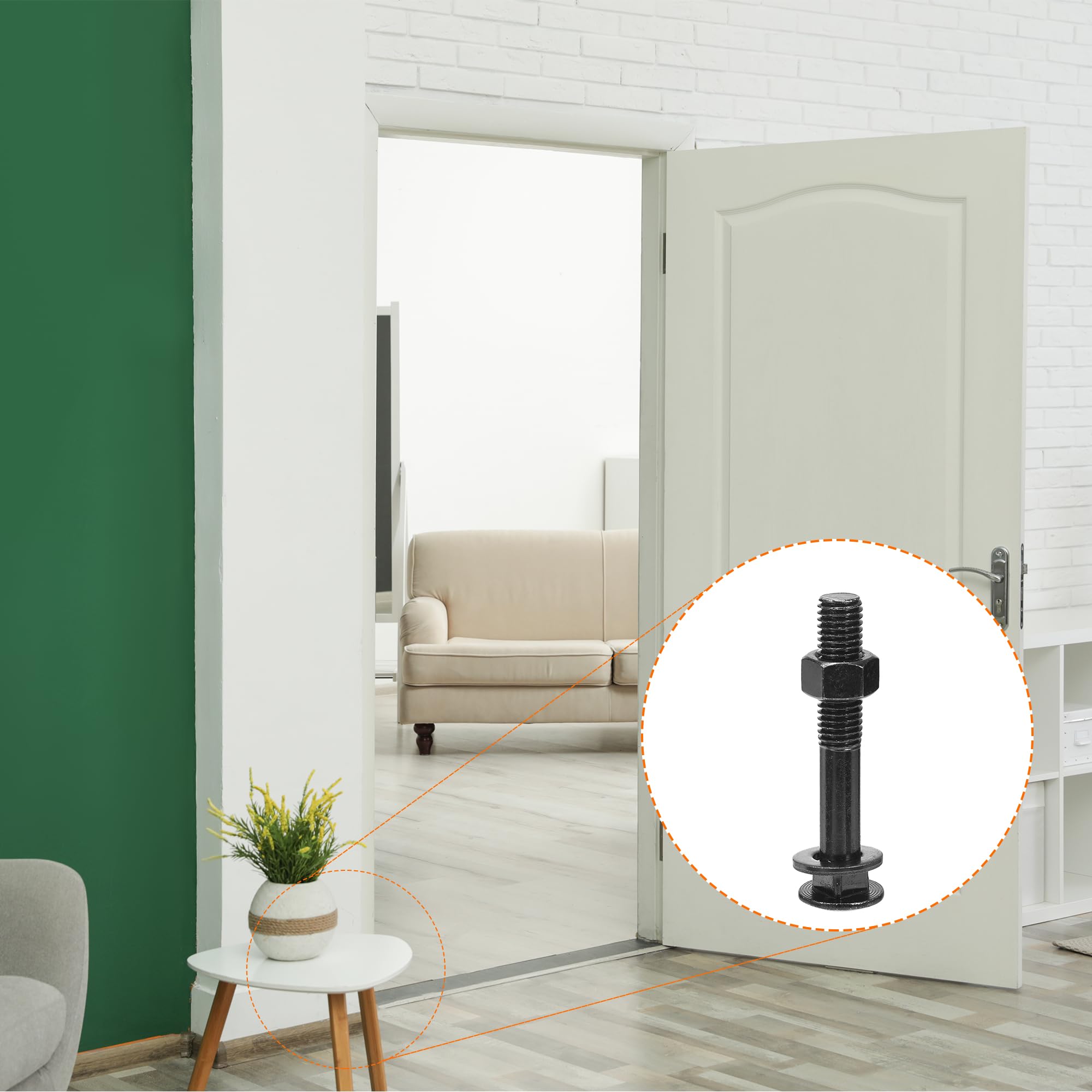 sourcing map Bulloni a testa quadrata M12 x 75 mm con dadi e rondelle, 24 viti in acciaio inossidabile 304 a testa tonda a collo quadrato, nero