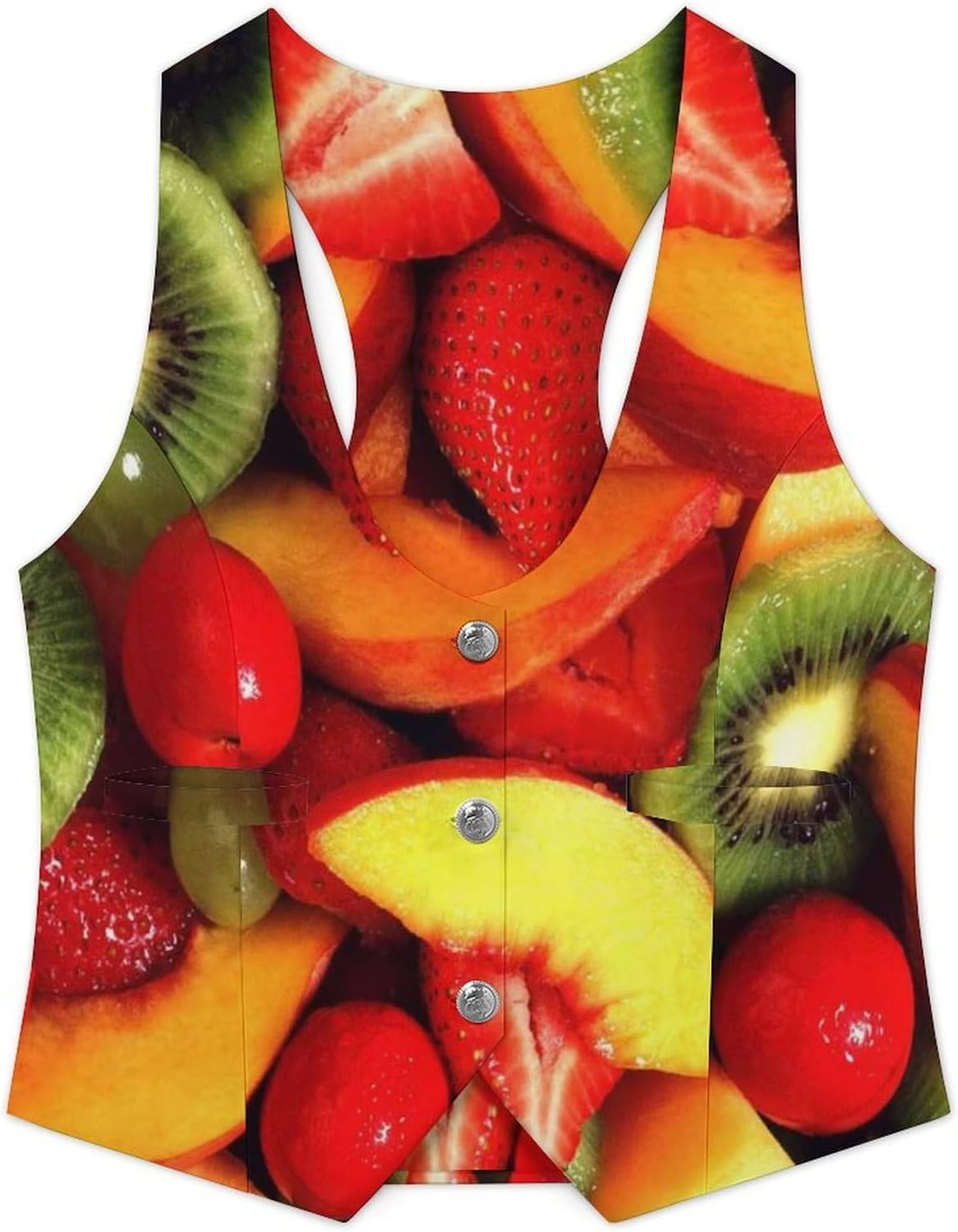 Fresh Fruit And Vegetables Women's Suit Vest V Neck Button Down Waistcoat Jacket Business Casual Tops