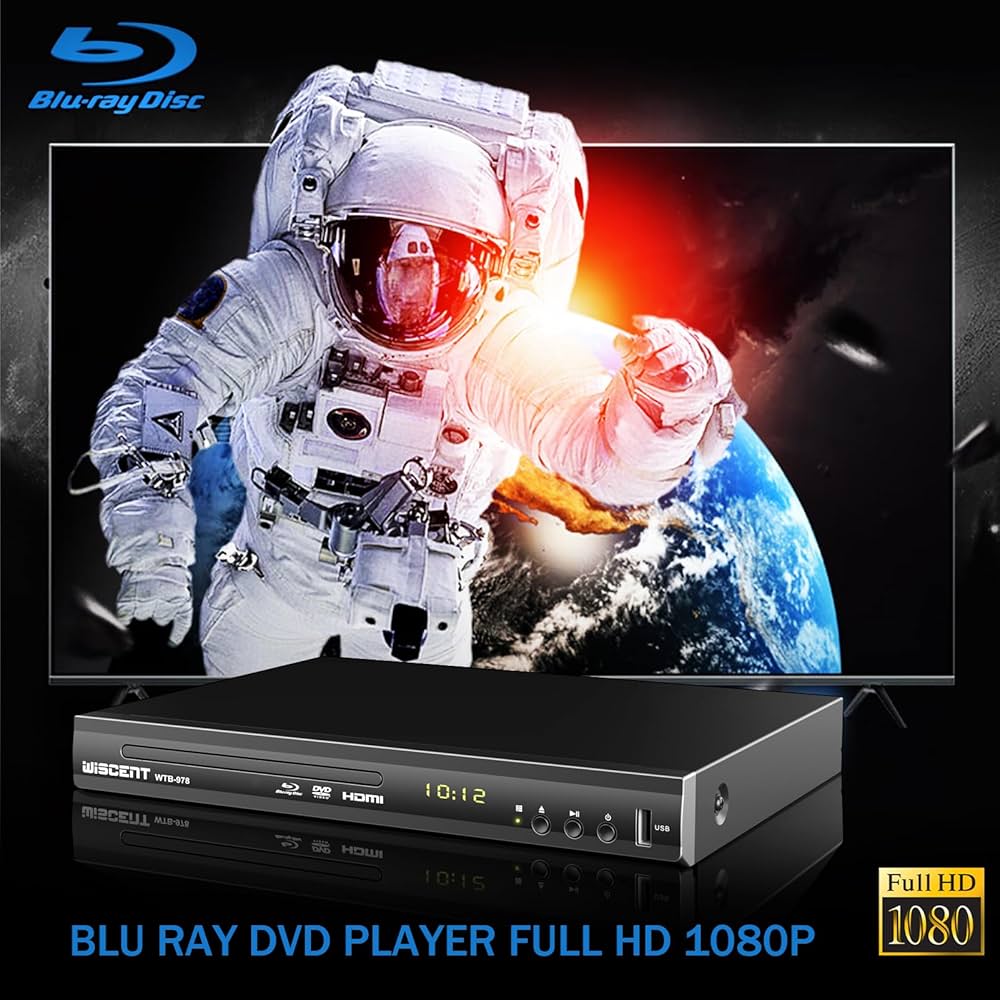 WISCENT WTB-978 Blu Ray DVD Player, Full HD 1080p Home